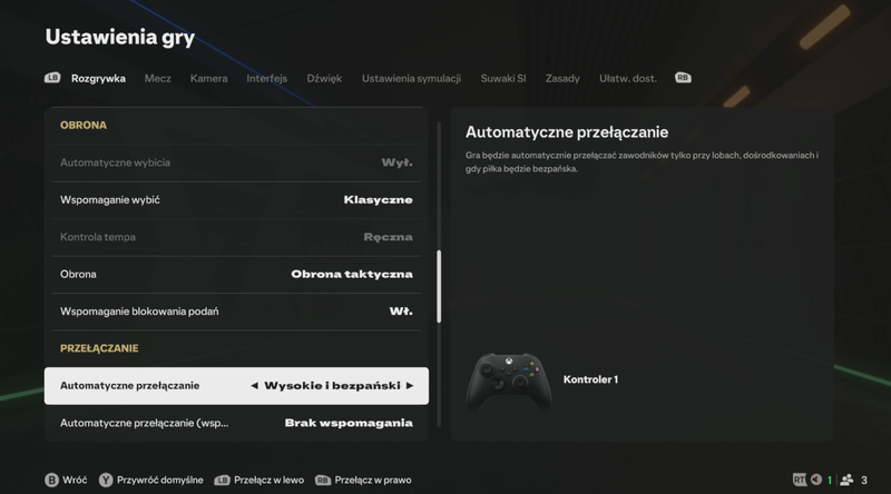 Ustawienia automatycznego przełączania w EA FC 25